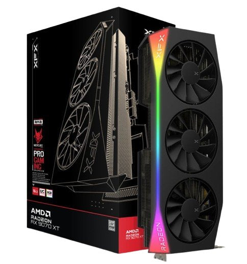 TARJETA DE VIDEO XFX MERCURY RX 9070 XT/ RGB/16GB/ GDDR6/ PCIE 5.0/256 BIT/GAMA ALTA TARJETA DE VIDEO XFX MERCURY RX 9070 XT/ RGB/16GB/ GDDR6/ PCIE 5.0/256 BIT/GAMA ALTA
